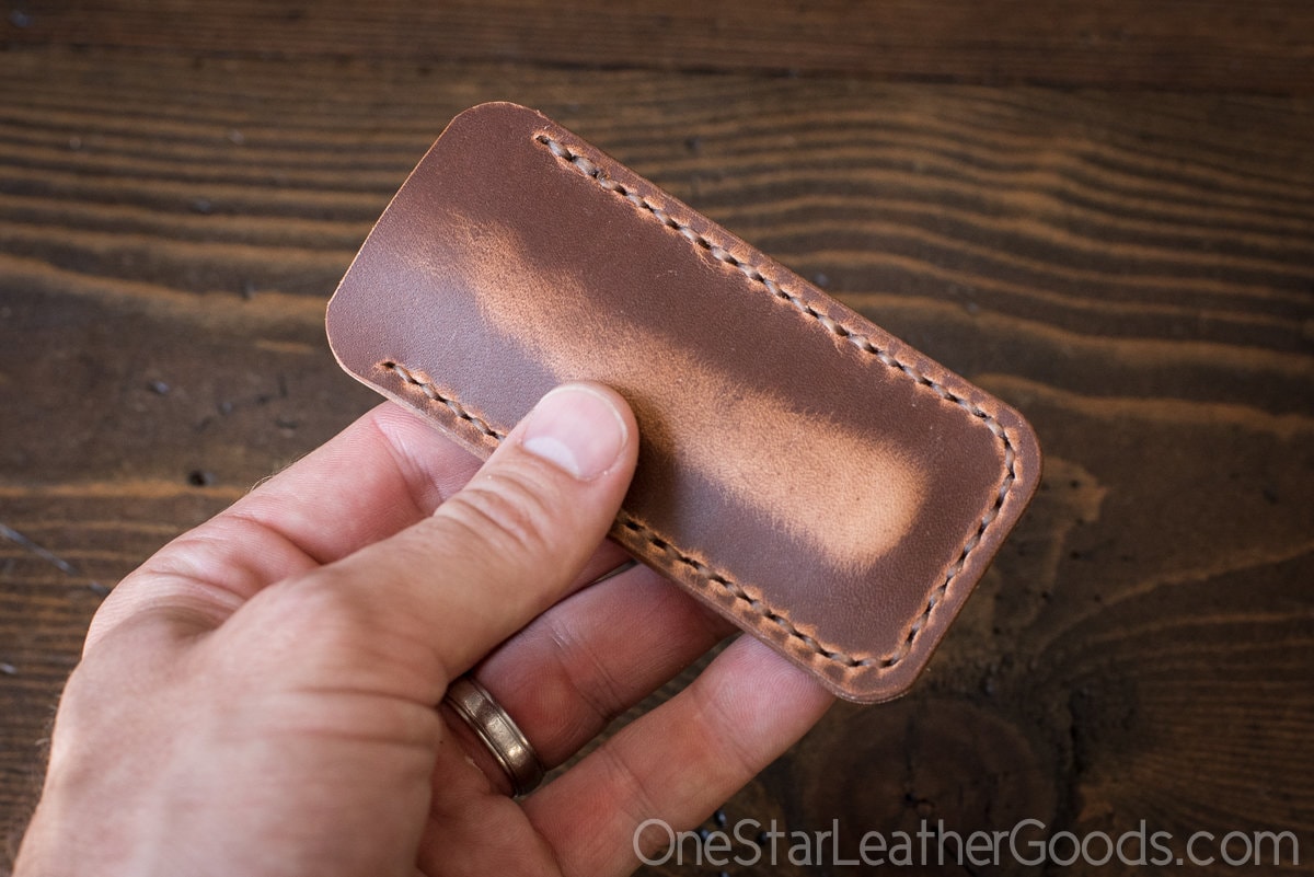 Pocket knife slip case, Size Small Horween natural Dublin leather