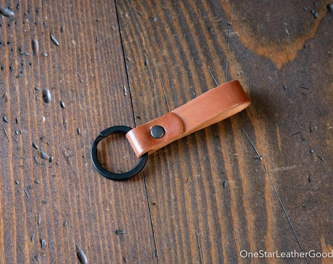 Key fob & keyring, keychain, Horween shell cordovan - amaretto / black