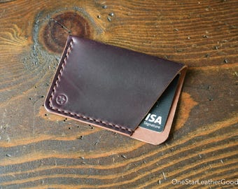The Minimalist: micro card wallet - burgundy #8 Horween shell cordovan leather