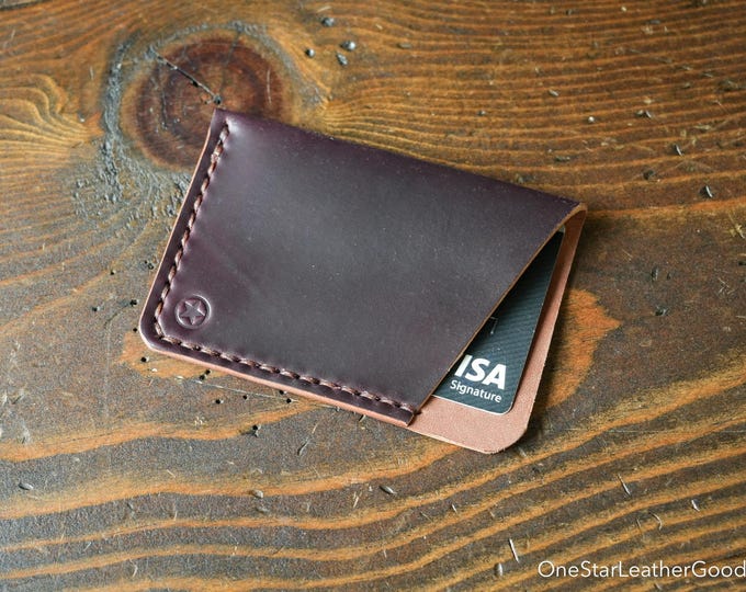 The Minimalist: micro card wallet - burgundy #8 Horween shell cordovan leather