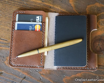 Micro notebook wallet "Park Sloper Junior" for Fisher Space Pen “Bullet” pen - walnut Buttero leather