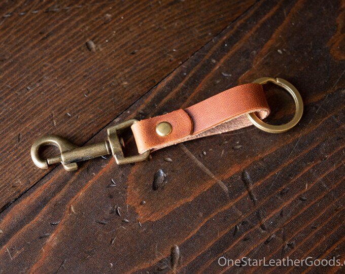 Key clip, keychain - chestnut Horween Dublin / brass