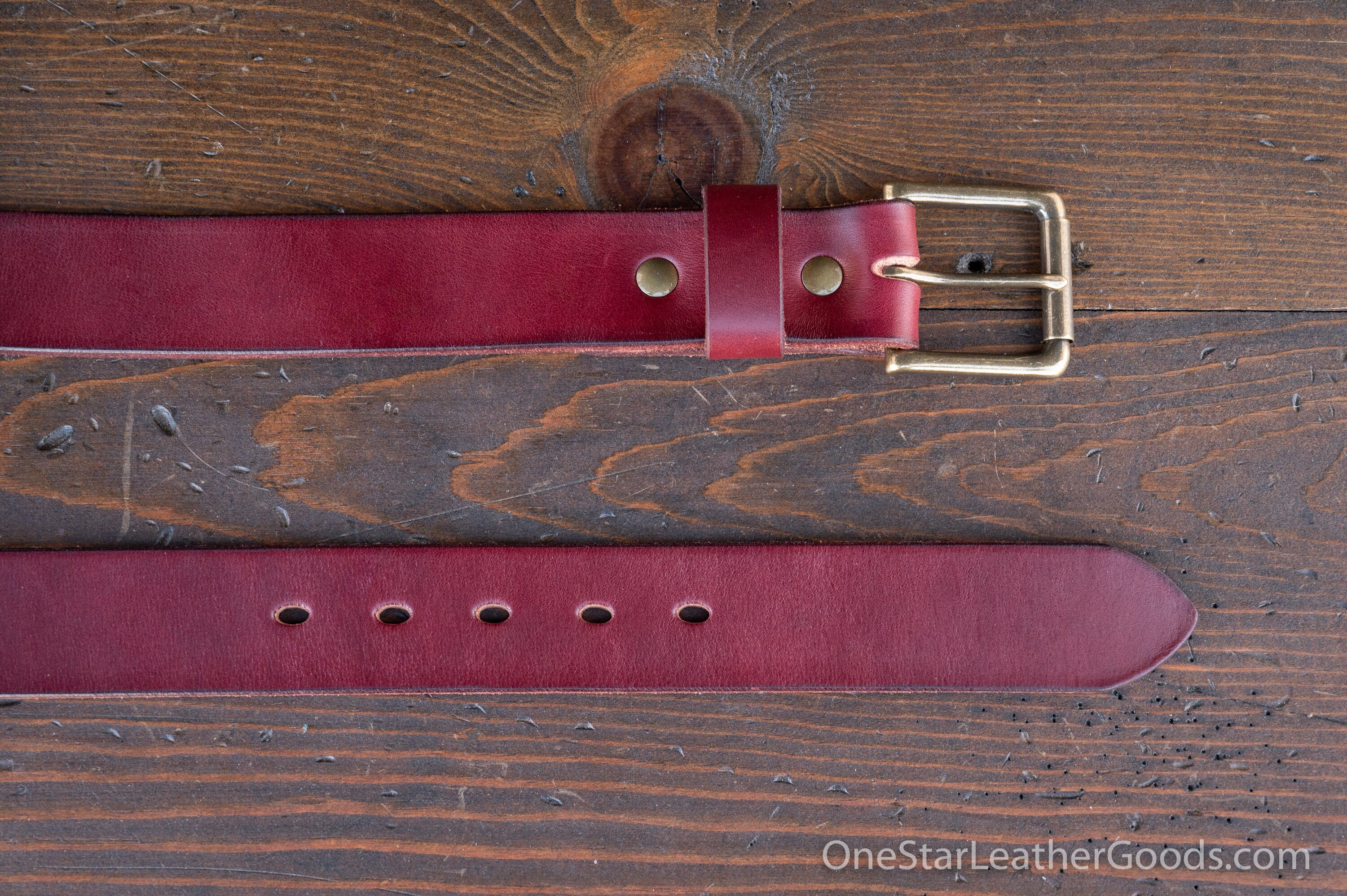 Günstiger Großhandelsverkauf Custom sized belt - 1.5 - bar burgundy - width heel leather buckle bridle