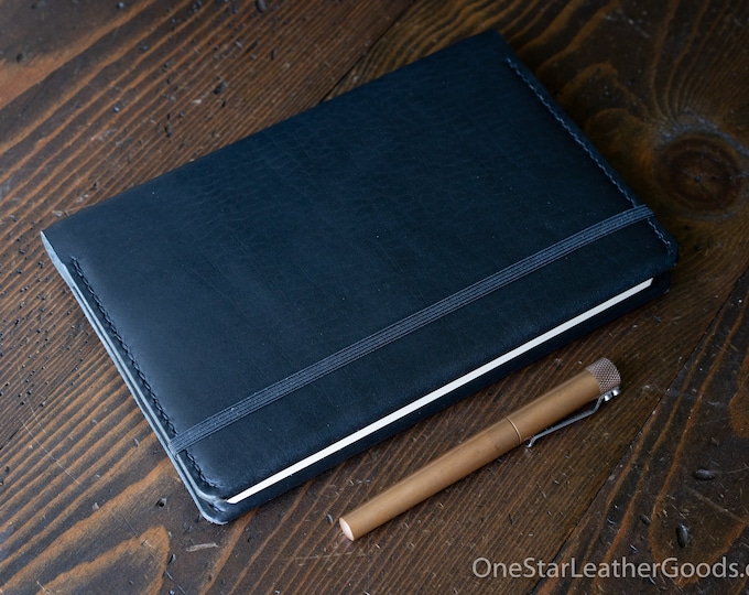 Leuchtturm 1917 Medium (A5) Hardcover Notebook wrap cover - Horween Dublin leather, black