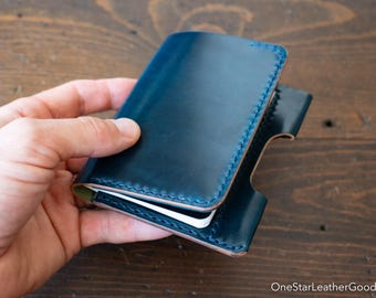 Small A7 notebook/wallet/pen, "Park Sloper Medium" - navy Horween shell cordovan / navy buttero (PSM)