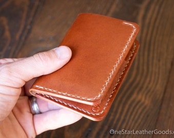 6 Pocket Vertical Leather Wallet - chestnut Buttero leather