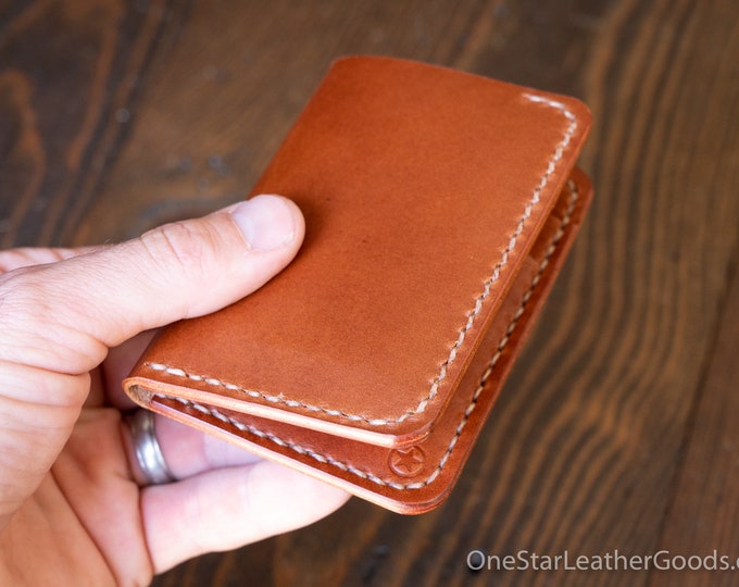 6 Pocket Vertical Leather Wallet - chestnut Buttero leather