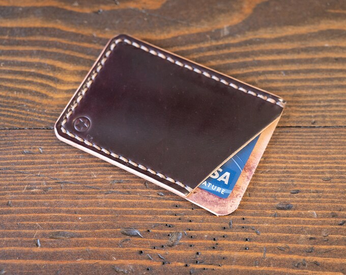 The Minimalist micro card wallet - Horween shell cordovan - burgundy
