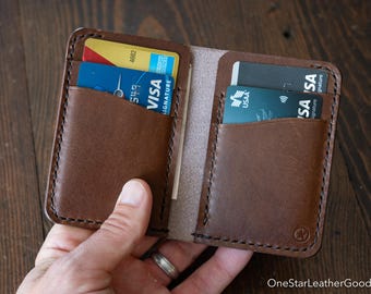 The Six Pocket Vertical leather wallet - walnut Buttero leather