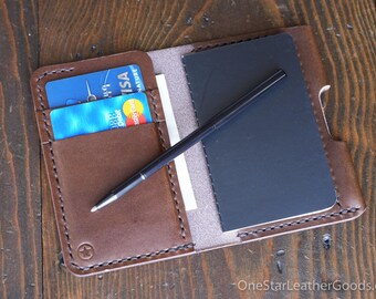 Micro notebook wallet "Park Sloper Junior" + Fisher Space Pen “Stowaway” - walnut Buttero leather