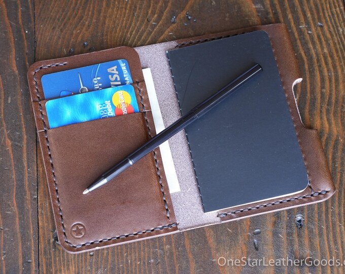 Micro notebook wallet "Park Sloper Junior" + Fisher Space Pen “Stowaway” - walnut Buttero leather