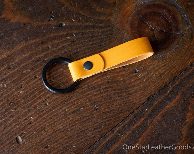 Key fob & keyring, keychain - yellow Buttero leather / black