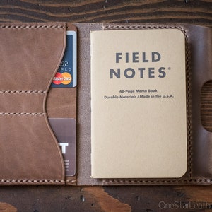 Field Notes wallet with pen sleeve "Park Sloper Senior" Horween Chromexcel leather - natural CXL (PSS)