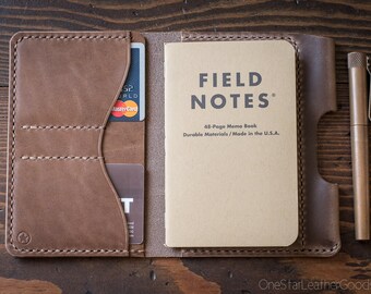 Field Notes wallet with pen sleeve "Park Sloper Senior" Horween Chromexcel leather - natural CXL (PSS)