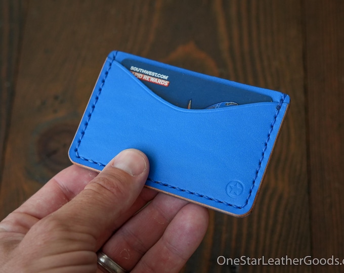 Three Pocket Flat Wallet - "recycling bin" blue