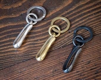 Key ring and pocket hook, Japanese made - brass, matte nickel, black