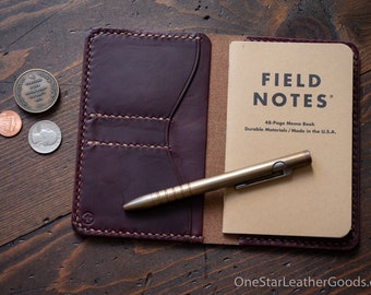 Notebook wallet "Park Sloper No Pen," fits Field Notes and other notebooks - Horween Chromexcel - burgundy #8 (SSNP)
