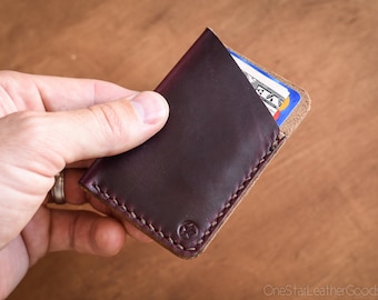 The Minimalist: micro card wallet- burgundy #8 Horween Chromexcel leather