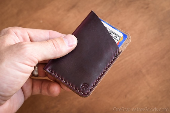 小物 HORWEEN CHROMEXCEL LEATHER / MINI WALLET The Minimalist: Micro Card Wallet- Burgundy #8 Horween Chromexcel