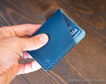 The Minimalist: micro card wallet - blue Buttero leather