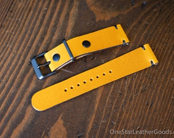 20mm leather two piece watch band - yellow Buttero leather