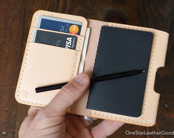 Micro notebook wallet "Park Sloper Junior" + Fisher Space Pen “Stowaway” - natural Buttero leather