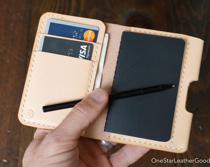 Micro notebook wallet "Park Sloper Junior" + Fisher Space Pen “Stowaway” - natural Buttero leather