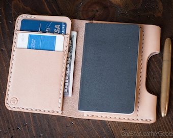 Micro notebook wallet "Park Sloper Junior" for Fisher Space Pen “Bullet” pen - natural veg tanned leather