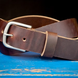 Custom sized belt - 1.5&quot; width, Horween Chromexcel leather, heel bar buckle - brown