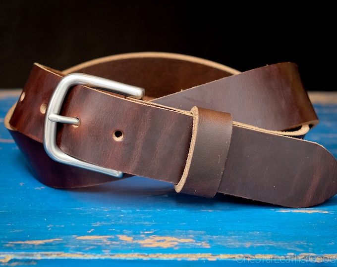 Custom sized belt - 1.25" width, Horween Chromexcel leather, heel bar buckle - brown