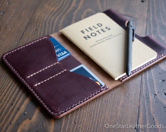 Field Notes wallet with pen sleeve "Park Sloper Senior" - burgundy Horween Chromexcel leather