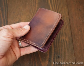 The Six Pocket Horizontal leather wallet - Horween shell cordovan & Chromexcel - marbled burgundy