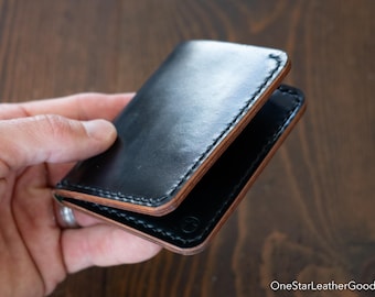 The Six Pocket Horizontal leather wallet - Horween shell cordovan, black