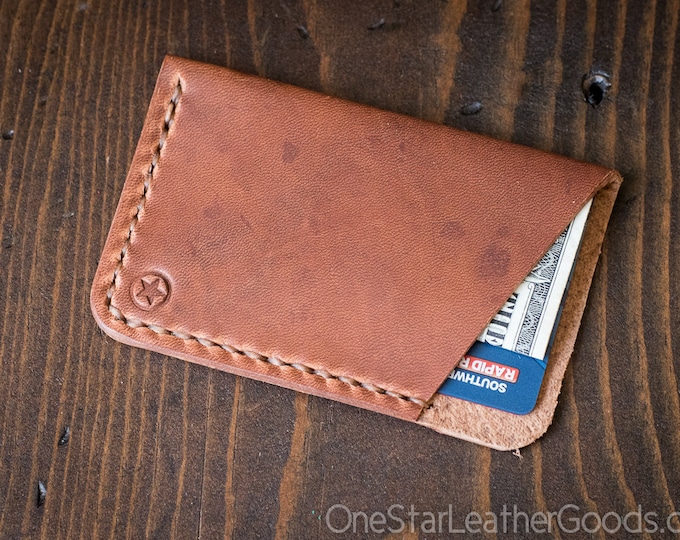 The Minimalist: micro card wallet - Horween Dublin leather - chestnut