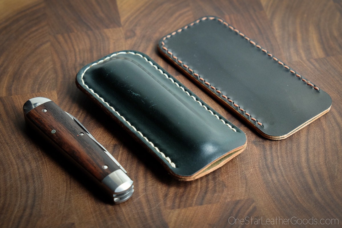 Pocket knife slip case in Horween shell cordovan fits GEC patterns 15