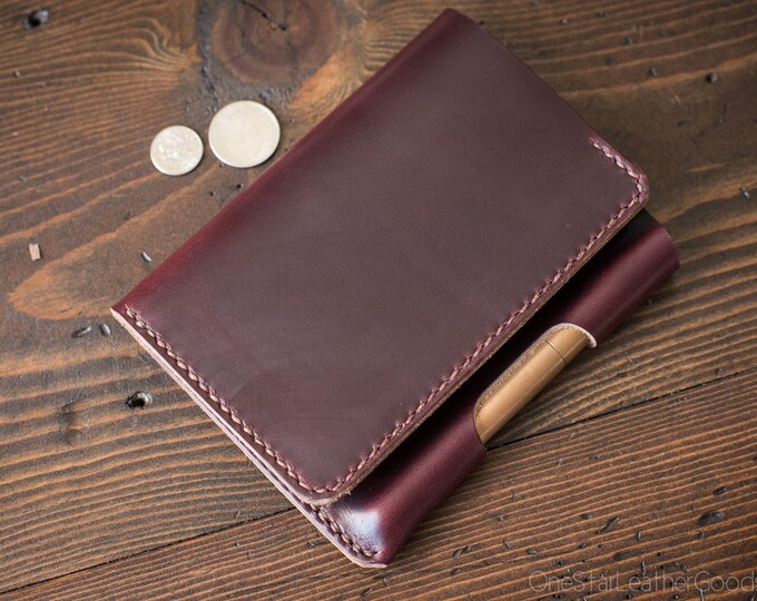 Field Notes wallet with pen sleeve "Park Sloper Senior" Horween Chromexcel leather - burgundy #8