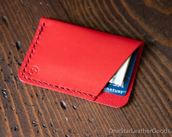 The Minimalist: micro card wallet - red Buttero leather