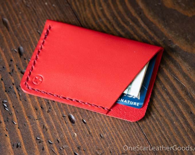 The Minimalist: micro card wallet - red Buttero leather