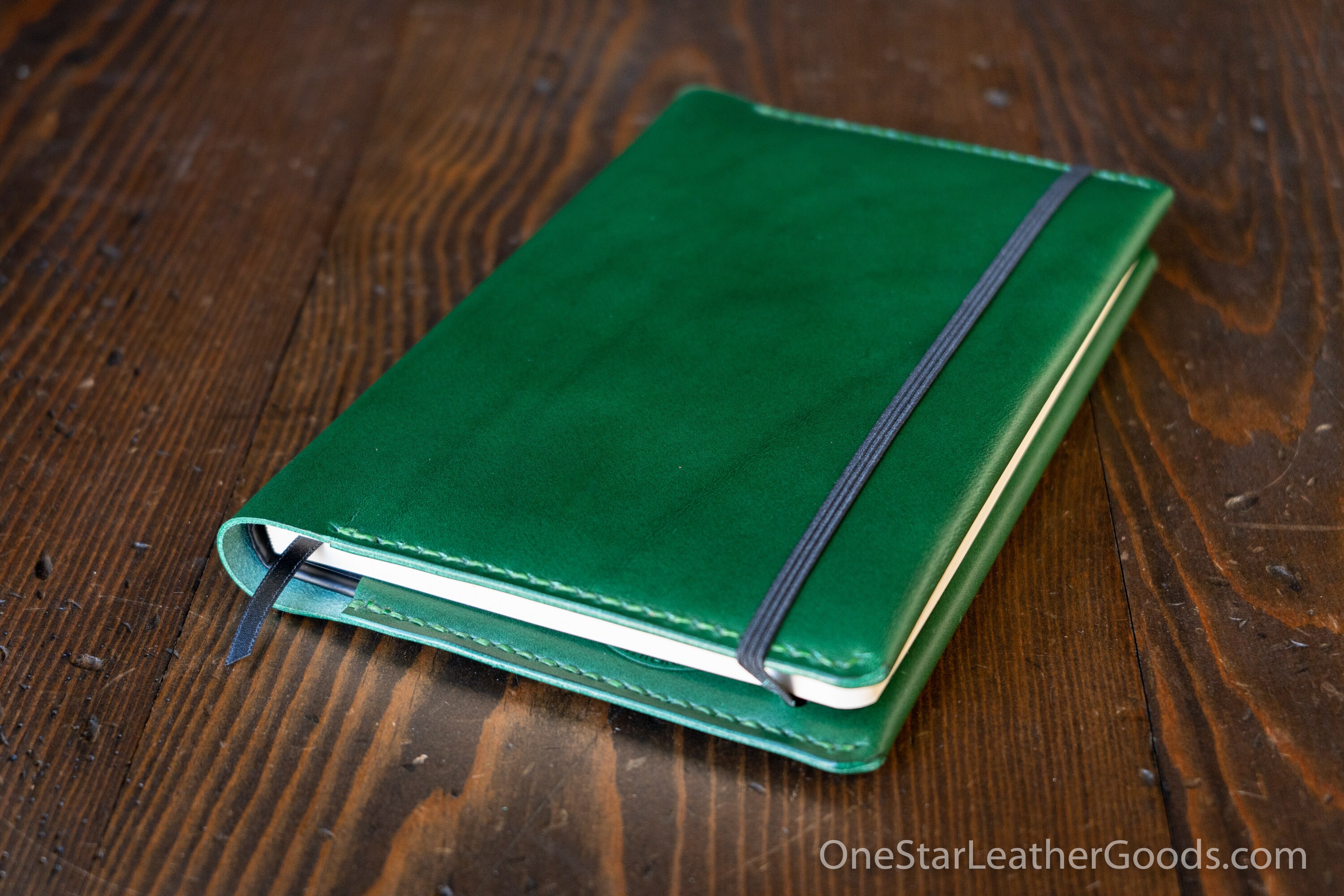 Rhodia A5 Webnotebook Hardcover leather wrap cover - blue Buttero leather