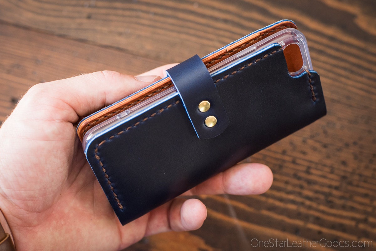 iPhone 7 (4.7) cell phone wallet case with snap, Horween Chromexcel