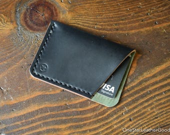 The Minimalist: micro card wallet - black Horween shell cordovan leather