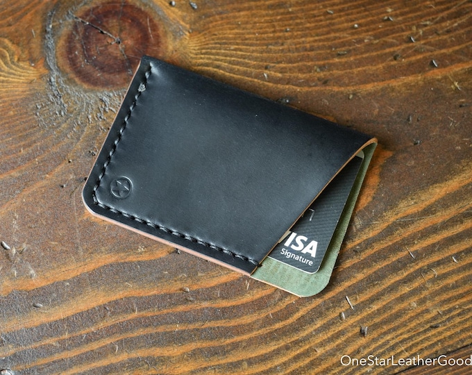 The Minimalist: micro card wallet - black Horween shell cordovan leather