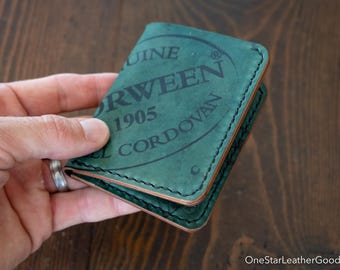 6 Pocket Horizontal Leather Wallet - inside-out black Horween shell cordovan