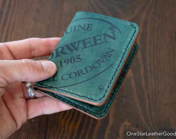 6 Pocket Horizontal Leather Wallet - inside-out black Horween shell cordovan