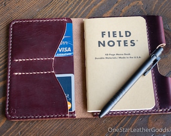 Field Notes wallet with pen sleeve "Park Sloper Senior" Horween Chromexcel leather - Burgundy #8 CXL (PSS)