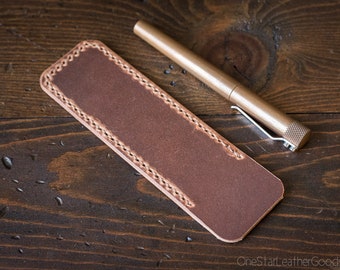 Pen Sleeve size large - hand stitched Horween Dublin leather - natural color