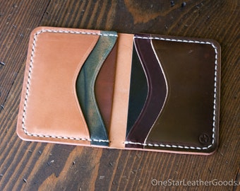 6 Pocket Horizontal Leather Wallet - Horween shell cordovan, natural / various