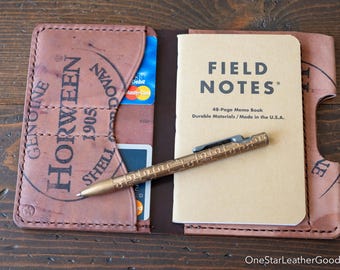 Field Notes wallet with pen sleeve "Park Sloper Senior" - Horween shell cordovan, reversed burgundy #8