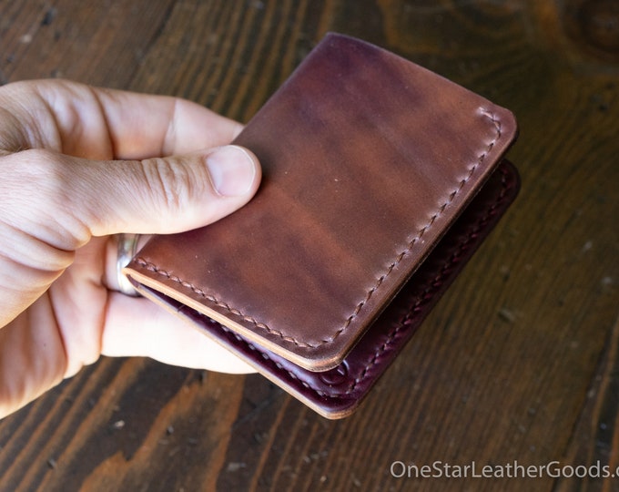 6 Pocket Horizontal Leather Wallet - Horween shell cordovan, marbled #8 / #8 Chromexcel