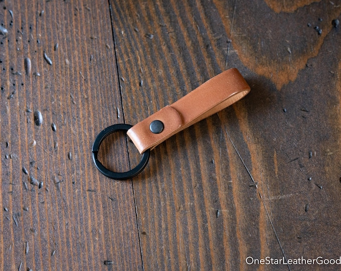 Key fob & keyring, keychain, Horween shell cordovan - natural / black